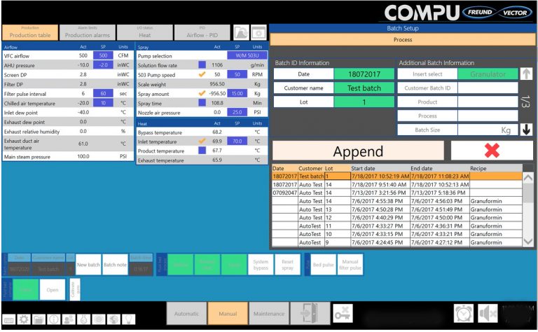 Freund-Vector COMPU 控制系统主屏幕